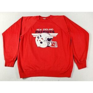 Vintage New England Patriots Sweatshirt Mens Large Red‎ NFL Football Trench 80s